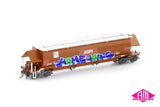 BGKF Grain Hopper, SSR Faded SRA Red With Grain Lids & Graffiti, DCA Bogies - Single Car (NGH-73) HO Scale