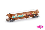 BGKF Grain Hopper, SSR Faded SRA Red With Grain Lids & Graffiti, DCA Bogies - Single Car (NGH-74) HO Scale