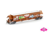 BGKF Grain Hopper, SSR Faded SRA Red With Grain Lids & Graffiti, DCA Bogies - Single Car (NGH-75) HO Scale