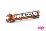BGKF Grain Hopper, SSR Faded SRA Red With Grain Lids & Graffiti, DCA Bogies - Single Car (NGH-75) HO Scale