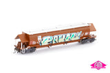 BGKF Grain Hopper, SSR Faded SRA Red With Grain Lids & Graffiti, DCA Bogies - Single Car (NGH-76) HO Scale