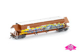 BGKF Grain Hopper, SSR Faded SRA Red With Grain Lids & Graffiti, DCA Bogies - Single Car (NGH-76) HO Scale