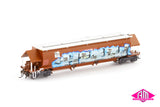 BGKF Grain Hopper, SSR Faded SRA Red With Grain Lids & Graffiti, DCA Bogies - Single Car (NGH-77) HO Scale