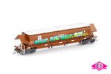 BGKF Grain Hopper, SSR Faded SRA Red With Grain Lids & Graffiti, DCA Bogies - Single Car (NGH-77) HO Scale