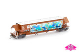 BGKF Grain Hopper, SSR Faded SRA Red With Grain Lids & Graffiti, DCA Bogies - Single Car (NGH-79 HO Scale