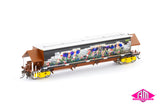 BGKF Grain Hopper, SSR Black/Faded SRA Red With Grain Lids & Graffiti, XCS Bogies - Single Car (NGH-80) HO Scale