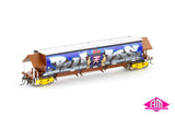 BGKF Grain Hopper, SSR Black/Faded SRA Red With Grain Lids & Graffiti, XCS Bogies - Single Car (NGH-81) HO Scale