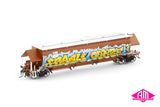 BGKF Grain Hopper, SSR Faded SRA Red With Grain Lids & Graffiti, XCS Bogies - Single Car (NGH-82) HO Scale