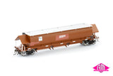 BGKF Grain Hopper, SSR Faded SRA Red With Grain Lids & Graffiti, XCS Bogies - Single Car (NGH-82) HO Scale