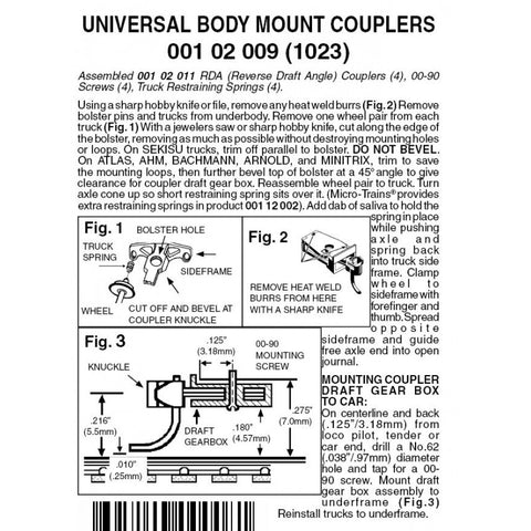 00102009 - Universal Body Mount Couplers - 2 pair (N Scale)