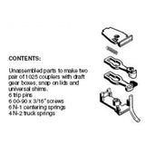 00102011 - Unassembled RDA Universal Body Mount Couplers - 2 pair (N Scale)