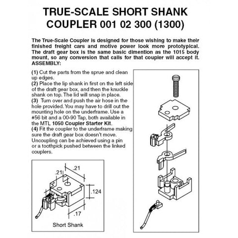 00102300 - True Scale Coupler - Short Shank - 2 pair (N Scale)
