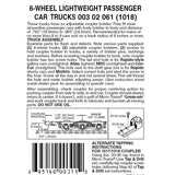 00302061 - Passenger Car Lightweight Bogies - 6 Wheel - 1 pair (N Scale)