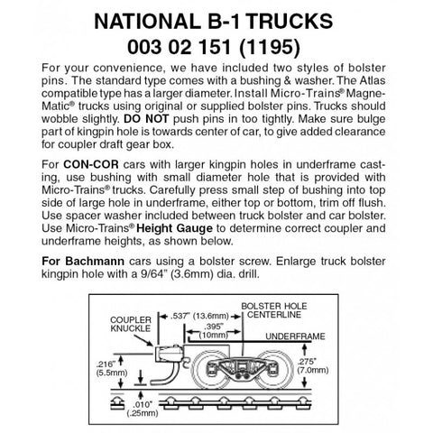 00302151 - National B-1 Bogies - 1 pair (N Scale)