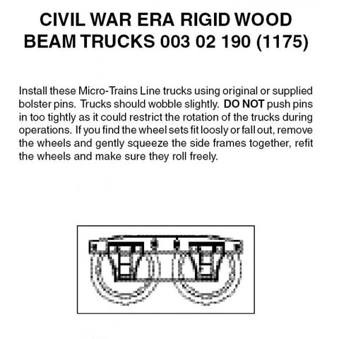 00302190 - Civil War Era Rigid Wood Beam Bogies - 1 pair (N Scale)