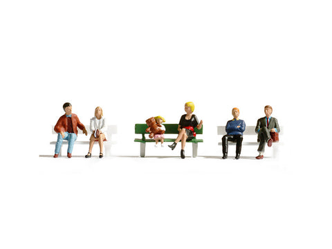 Noch 15530 - Figure Set - Sitting People With One Bench (HO Scale)