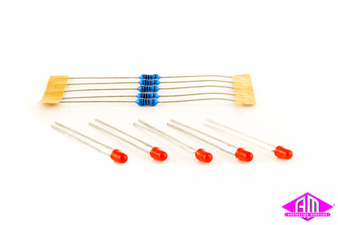 CDA-1565 3mm Red LED With Resistors 5pc
