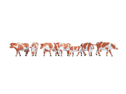 Noch 15726 - Figure Set - Cows, Brown-White (HO Scale)