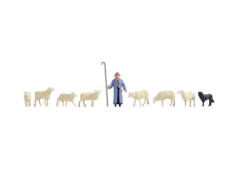 Noch 15748 - Figure Set - Sheep and Shepherd (HO Scale)