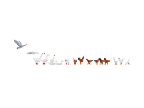 Noch 15772 - Figure Set - Chicken and Geese (HO Scale)