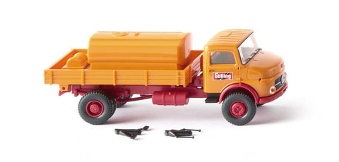 17043802 - Flatbed Tipper with Vehicle Mount. Tank (MB LAK) "Bölling" (HO Scale)