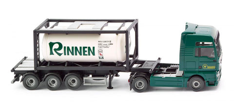 17053601 - MAN TGX Tank Container Semi Truck 20' - Rinnen Logo (HO Scale)