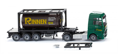 17053606 - MAN TGX Euro 6C Tank Container Semi Truck 20' - Rinnen Logo (HO Scale)