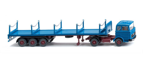 17055406 - Mercedes Benz Stanchion Trailer Truck - Azure Blue (HO Scale)