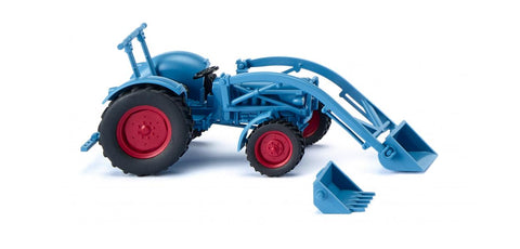 17087104 - Eicher Königstiger with Frontloader Light Blue (HO Scale)