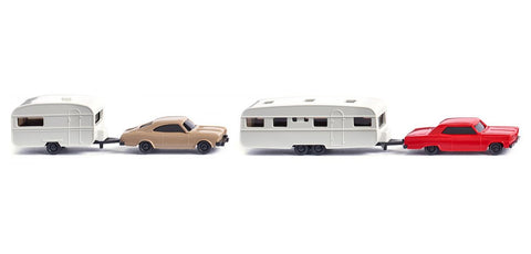 17092210 - Chevrolet Malibu and Opel Rekord Coupé with Two Caravans (N Scale)
