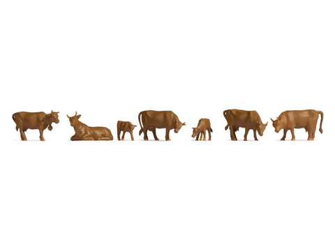 Noch 18216 - Figure Set - Brown Cows (HO Scale)