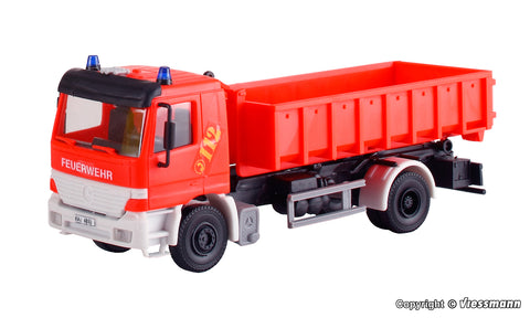 Kibri - 18249 - Fire Brigade MB ACTROS 2-Axle with Roll-Off Container Kit (HO Scale)