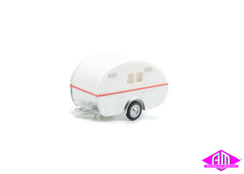 Caravan Single Axle White HO Scale