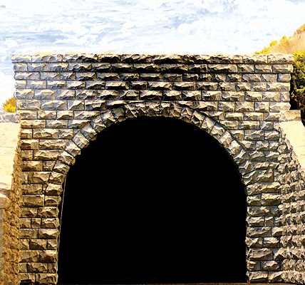 214-9750 - Double Tunnel Portal - Cut Stone 2pc (N Scale)