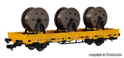 Kibri - 26269 - Low Side Car with 3 Cable Reels GleisBau - Finished Model (HO Scale)