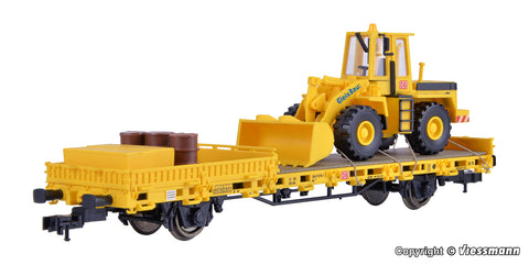Kibri - 26274 - Low Side Car with Wheel Loader GleisBau and Cargo - Finished Model (HO Scale)