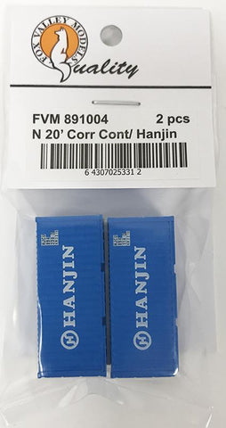 282-FVM891004 - 20’ Corrugated Container - Hanjin 2pc (N Scale)