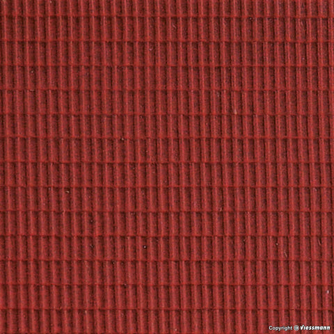 Kibri - 34142 - Roof Plate - Red - 20 x 12 cm (HO Scale)