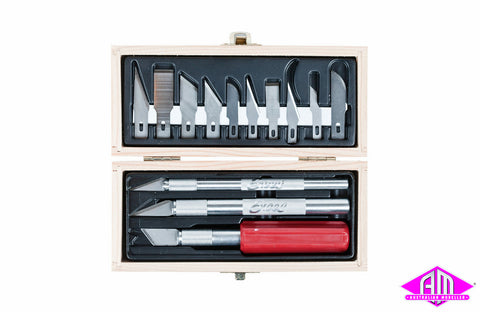 Excel - 271-44282 Wooden Box Hobby Knife Set