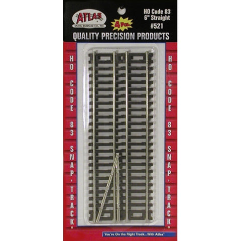 Atlas - Straights 6" 4pc, Code 83, HO Scale