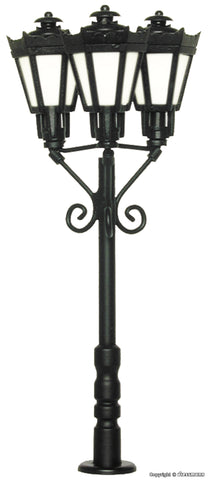 Viessmann - 6077 - Park Lamp - Triple - Black - LED Warm White (HO Scale)