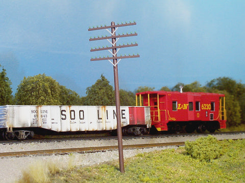 628-0034 - Rix Telephone Poles - 4 Crossarms per Pole (HO Scale)