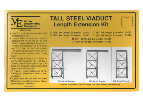 Micro Engineering - 75-526 - Tall Steel Viaduct - Extension Kit - 30' Bridge Connector (HO Scale)