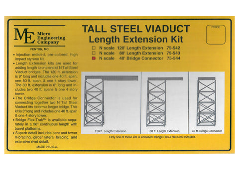Micro Engineering - 75-544 - Tall Steel Viaduct Extension Kit - 40’ Bridge Connector (N Scale)