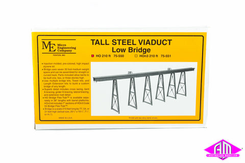 Micro Engineering - 75-550 - Tall Steel Viaduct - 210' Low Bridge with Bents (HO Scale)