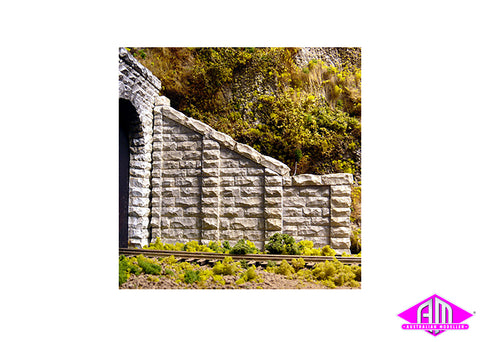 8402 - Sloped Tunnel Wall Abutment - Cut Stone (HO Scale)