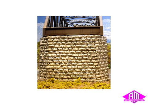 8432 - Double Track Bridge Pier - Cut Stone (HO Scale)