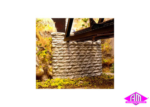 8460 - Single Track Tapered Bridge Abutment - Cut Stone (HO Scale)