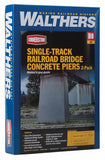 933-4550 - Single-Track Railroad Bridge Concrete Piers Kit - 2pc (HO Scale)
