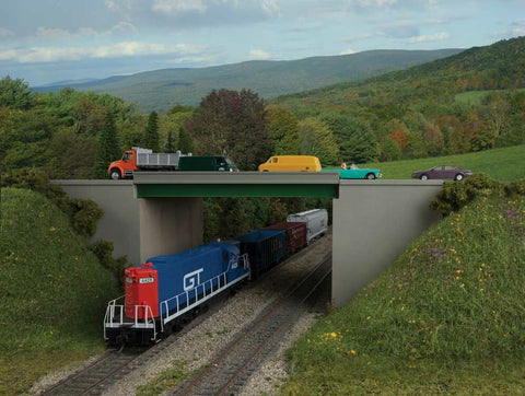 933-4567 - Modern Steel Highway Overpass with Concrete Sides Kit (HO Scale)